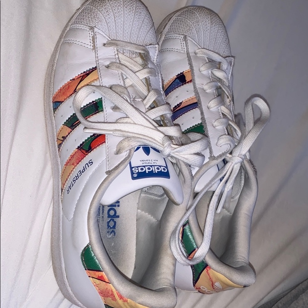 colorful white adidas superstar